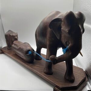 𝅺handcarved Wooden Elephant and Calf 14”